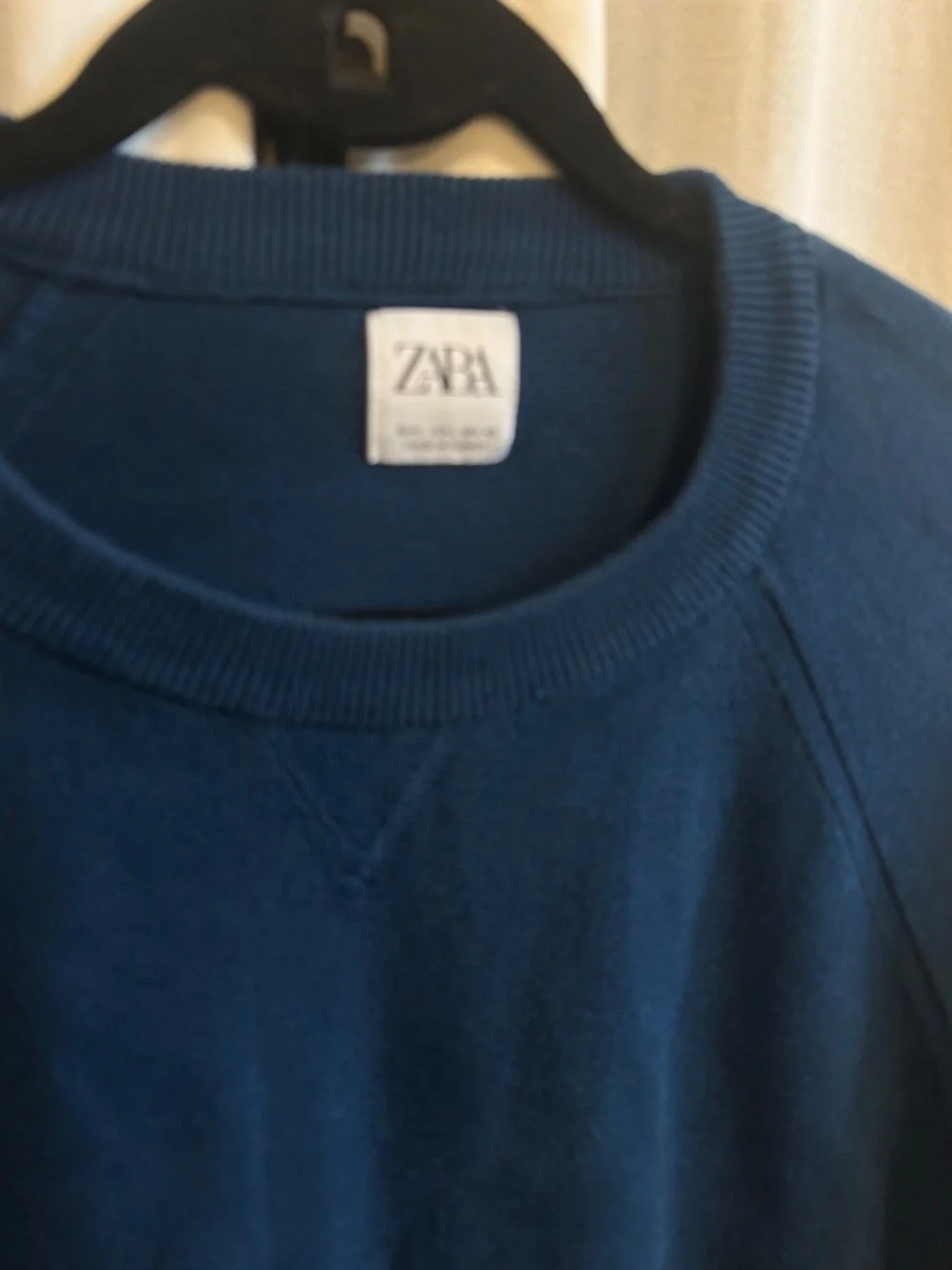 Zara Men's Teal Crew Neck Pullover Sweater | Lightweight Knit | Size L